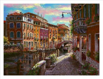 Venecia moderna Painting - Canal resplandeciente del Véneto